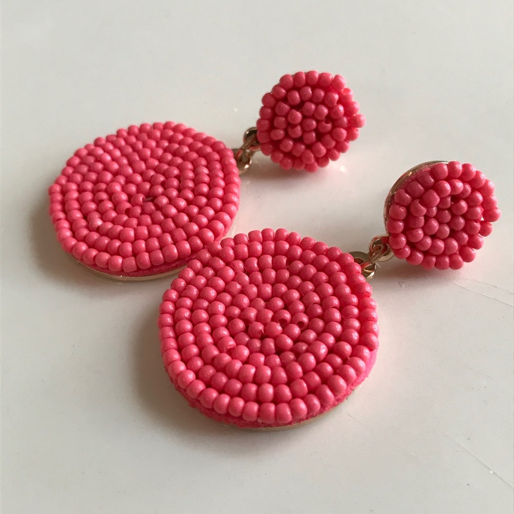 Pink Beaded Drop Earrings